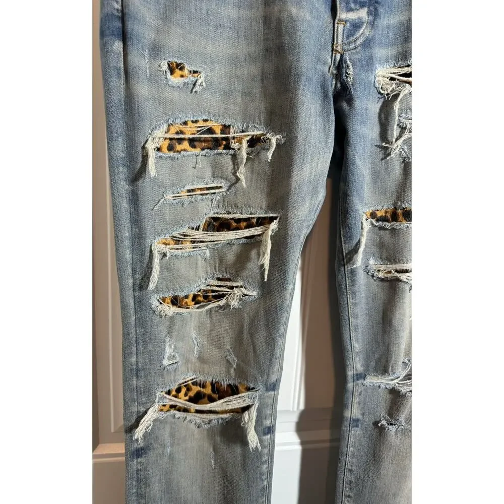 EUC Amiri Leopard Thrasher Denim - Picture 13 of 16